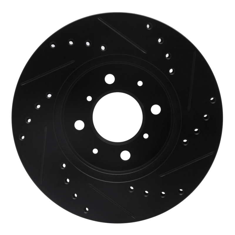 Acura EL Brake Rotor (1) - Front Left - R1 Concepts - Drilled & Slotted - Black - `90-`17